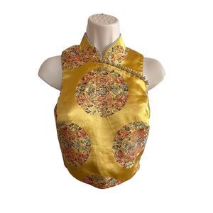 Nasty Gal ~ Chinese inspired Crop top ~ beautiful deep yellow/gold ~ size XS